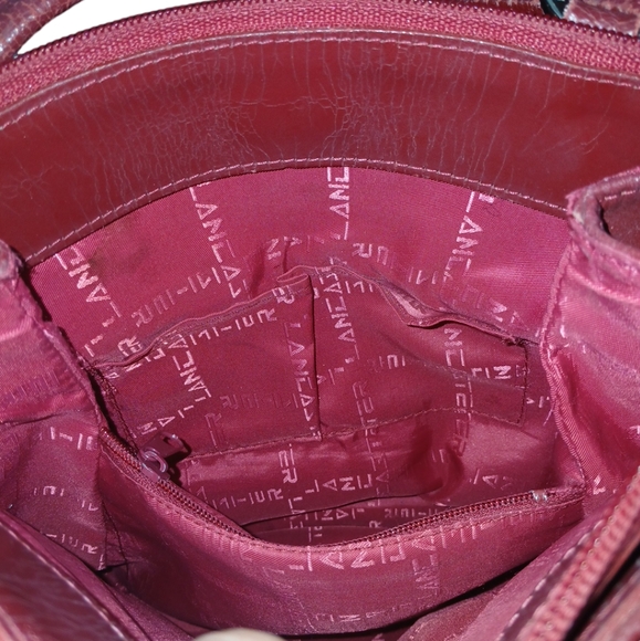 Lancaster Convertable Red Leather Shoulder Bag Backpack - Picture 7 of 16